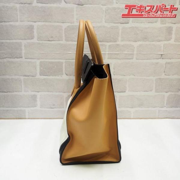 セリーヌ　ラゲージ　トリコロール ハンドバッグ 美品 CELINE ラゲージ マイクロショッパー ハンドバッグ トリコロール