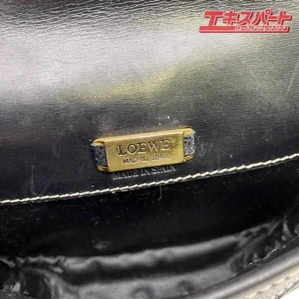 LOEWE アナグラム ブラック レザー ショルダーバッグ 斜め掛け