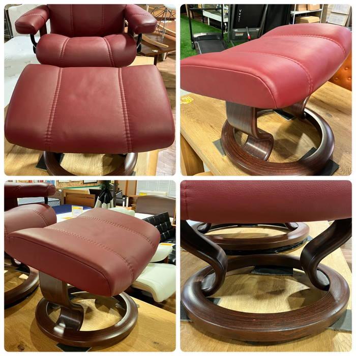 極美品　EKORNES オットマン　レッド　レザー　北欧 極美品 EKORNES オットマン レッド レザー 北欧 Stressless ストレス