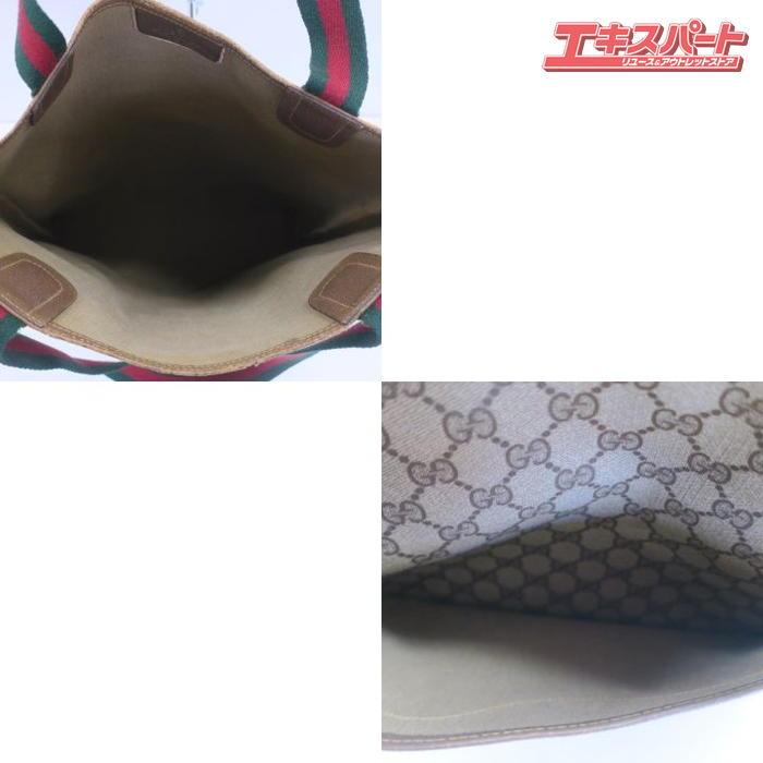 グッチ　トートバッグ　オールド　GGスプリーム　シェリーライン　レザー　ブラウン GUCCI グッチ ヴィンテージ オールドグッチ シェリーライン