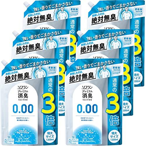 ケース販売 大容量 ソフラン プレミアム消臭 ウルトラゼロ 柔軟剤 詰め替え 特大1200ml×6個セット | 