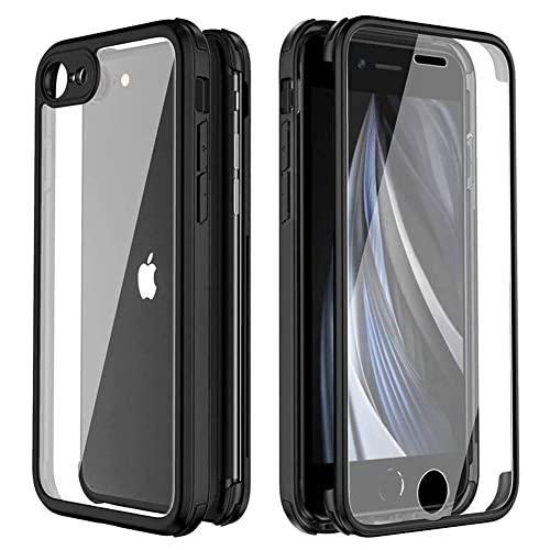 iPhone SE 第3世代 iPhone7/ 8 ケース 360°全面保護 米軍MIL規格 耐衝撃、軽量 ワイヤレス充電 指紋認証、対応クリーリアな 前後両面強化ガラス＋TP | 