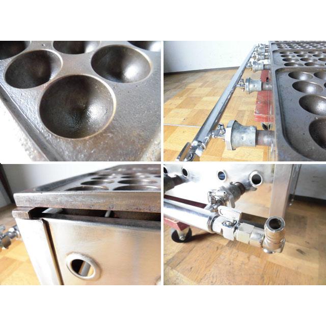中古厨房 業務用 卓上 6連 たこ焼き器 たこ焼き台 都市ガス 銅板6枚 