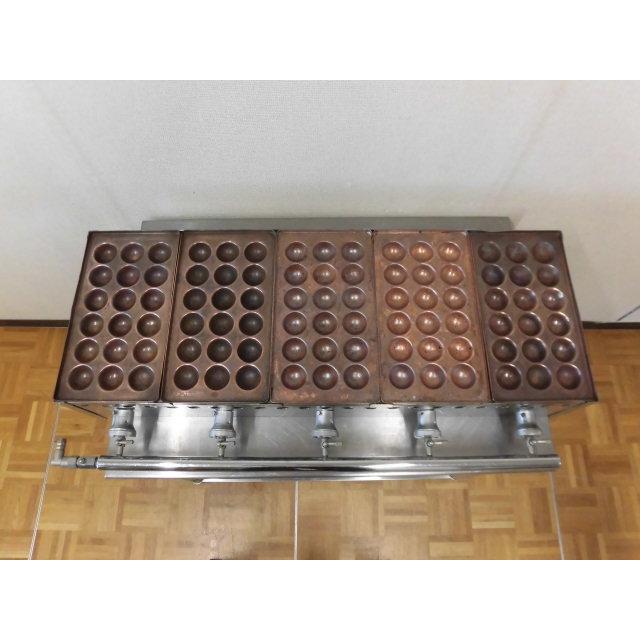 中古厨房 業務用 卓上 5連 たこ焼き器 たこ焼き台 都市ガス 銅板5枚