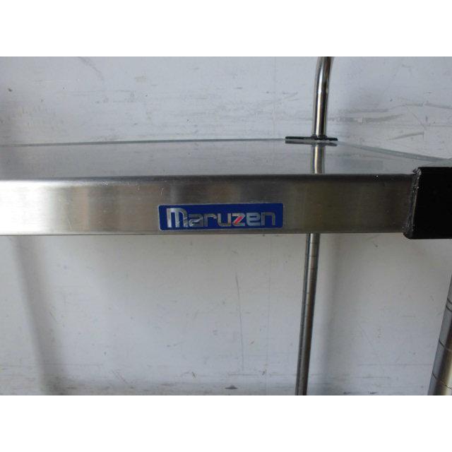 中古厨房 業務用 マルゼン キャスター付き ワゴン カート 棚付き キャスター4本付 配膳 W765×D460×H800mm 店舗の画像
