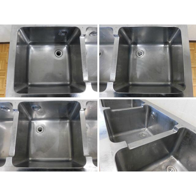 中古厨房 業務用 ステンレス 流し台 3槽 シンク W1200×D355×H803mm
