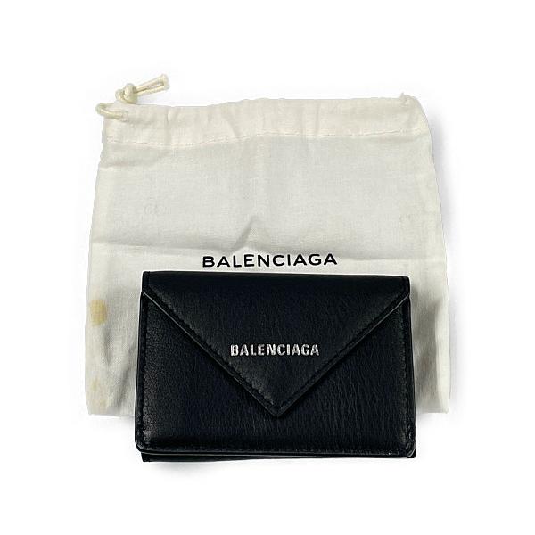 超安い バレンシアガ Balenciaga Paper K1 中古 正規品 黒 財布 コンパクトウォレット 三つ折り
