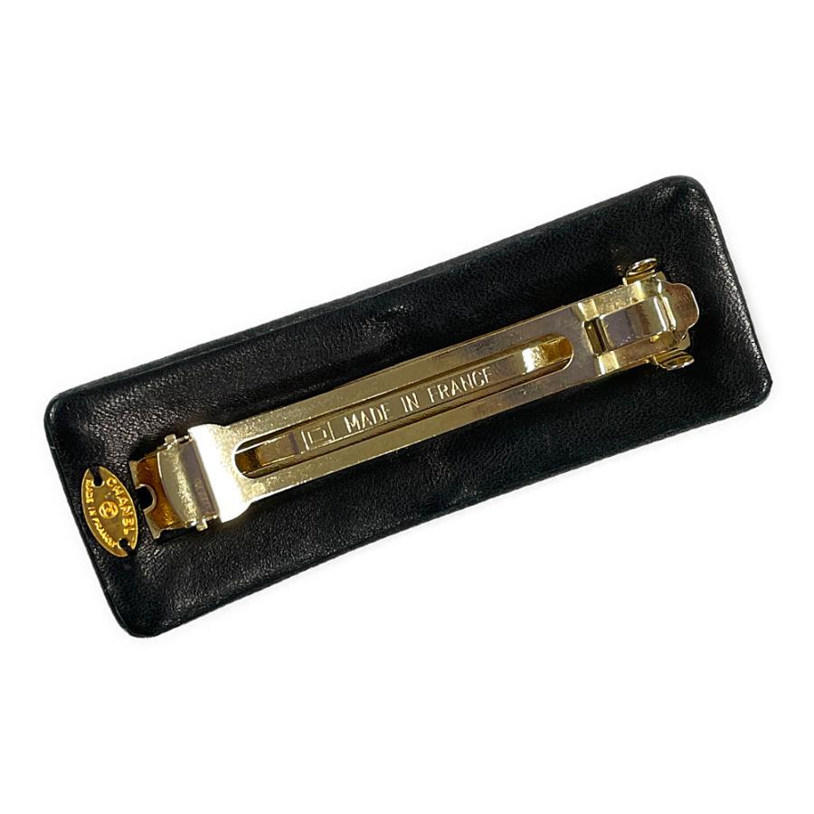 限定販売】CHANEL シャネル ターンロック 黒×シルバー バレッタ レザー