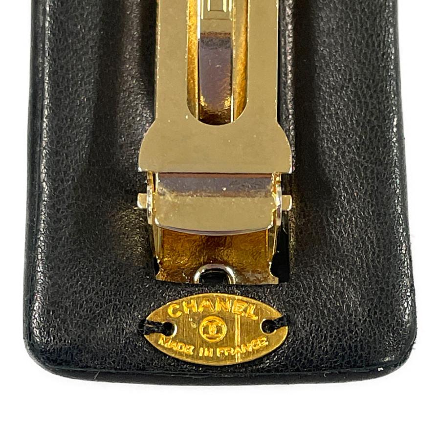 限定販売】CHANEL シャネル ターンロック 黒×シルバー バレッタ レザー