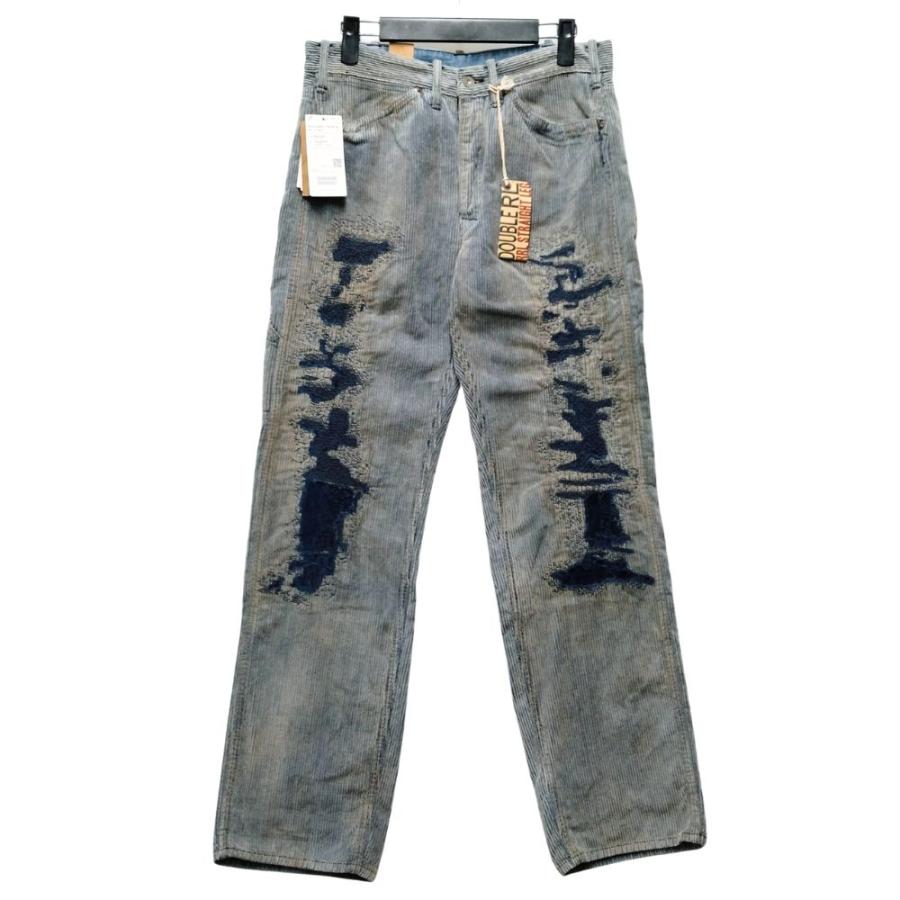 RRL ダブルアールエル Straight Fit Distressed Corduroy Trouser リペア加工 コーデュロイ パンツ インディゴ系 W30L30 正規品 / 40632 RRL ダブルアールエル Straight Fit Distressed Corduroy Trouser