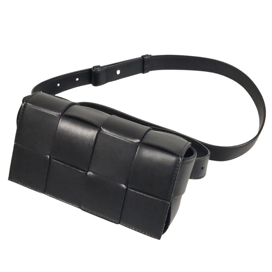 BOTTEGAVENETA ボッテガヴェネタ カセット マキシイントレチャート ベルトバッグ ウエストバッグ ブラック 正規品 / 40730 BOTTEGAVENETA ボッテガヴェネタ カセット マキシイントレチャート