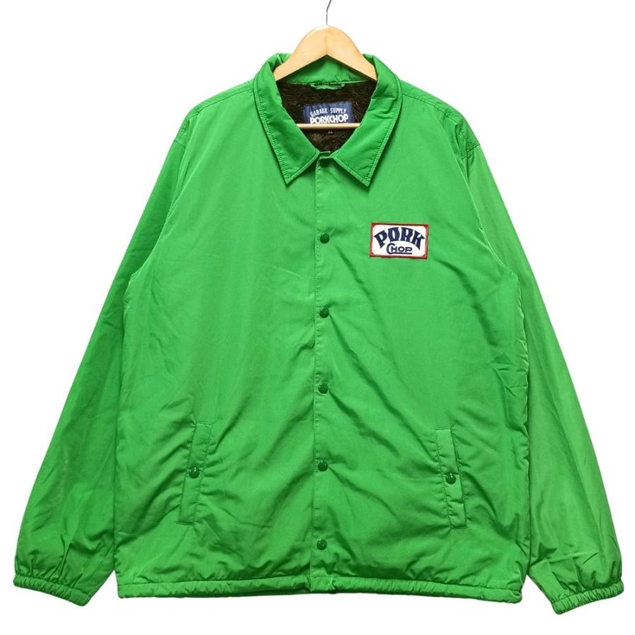 PORKCHOP GARAGE SUPPLY ポークチョップ ワッペン プリント 裏地ボア ナイロン コーチジャケット グリーン サイズ XL 正規品 / 55330 PORKCHOP GARAGE SUPPLY ポークチョップ ワッペン プリント 裏地ボア