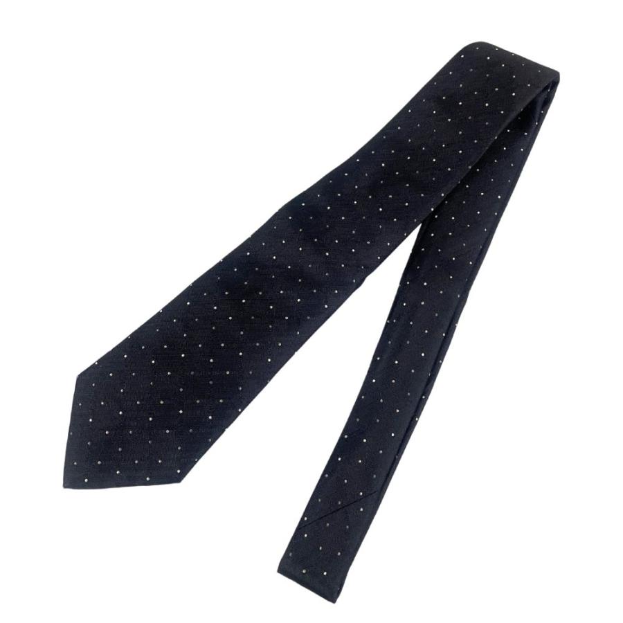 LOUIS VUITTON ネイビー ドット柄 シルクネクタイ LOUIS VUITTON ルイ・ヴィトン ドット ロゴ シルク ネクタイ