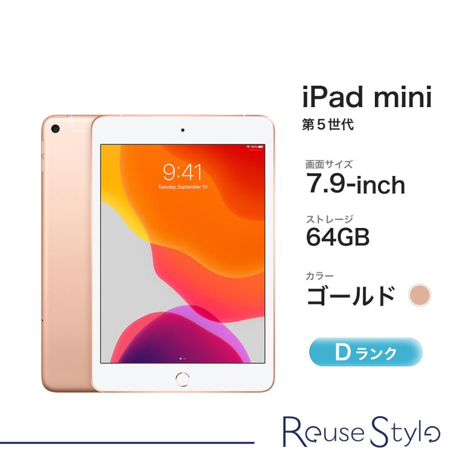 iPad mini 5 ゴールド 64GB 展示品　デモ機 iPad mini 第5世代 Wi-Fi ランク：D カラー：ゴールド