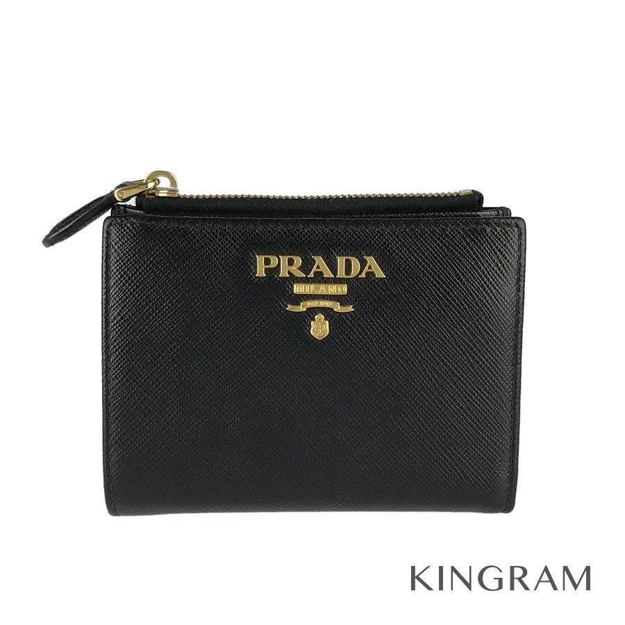 プラダ サフィアーノ 二つ折り財布 二つ折り財布 1ml023 ブラック サフィアーノ レディース財布 Hr 中古 Hr キングラムモール 通販 Yahoo ショッピング