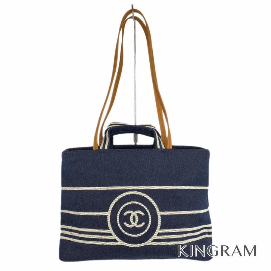 シャネル ココマーク 2way ショルダー 2240 ネイビー デニム レザー トートバッグ Mi 中古 Mi キングラムモール 通販 Yahoo ショッピング