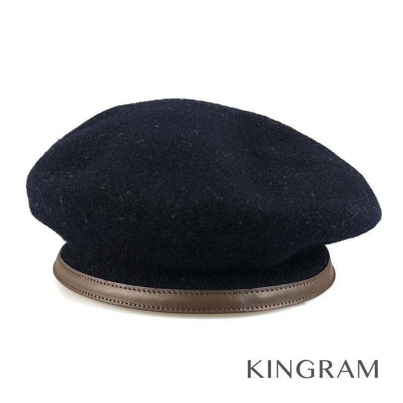 ルイ・ヴィトン LOUIS VUITTON 帽子 ベレー帽 ネイビー×ブラウン ウール100%×レザー レディース 帽子 ny 