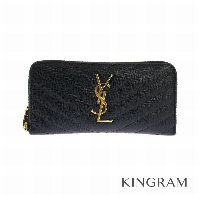 サンローラン SAINT LAURENT モノグラム YSL ラウンドファスナー 長財布 ブラック×ゴールド金具 レザー レディース財布  rsn【中古】 :rsn-2105014124587:キングラムモール - 通販 - Yahoo!ショッピング