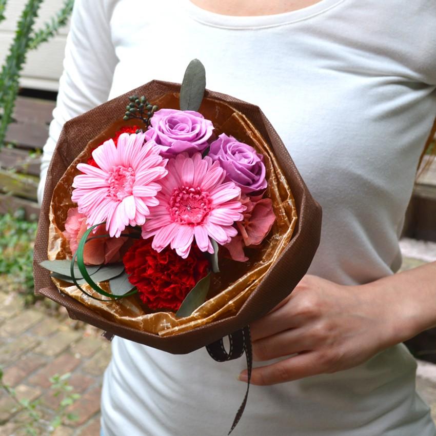 プリザーブドフラワー ギフト ミニブーケ ガーベラ カーネーション バラ入り 花束 フラワー 誕生日 プロポーズ 敬老の日 Reve ヤフーshop 通販 Yahoo ショッピング