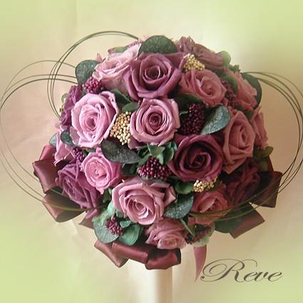 プリザーブドフラワーウェディングブーケ パープル 送料無料 色が選べる ブライダル ブリザーブドフラワー ラウンド