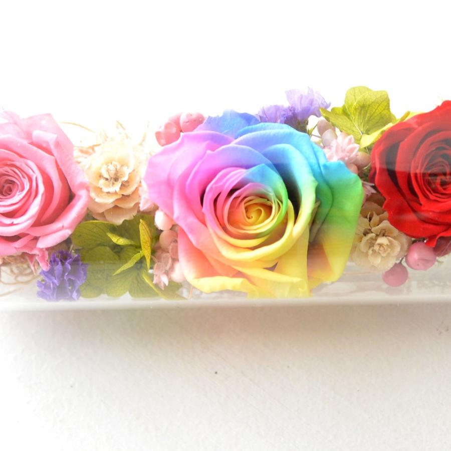 プリザーブドフラワー レインボー ローズ フラワーボトル ギフト 花