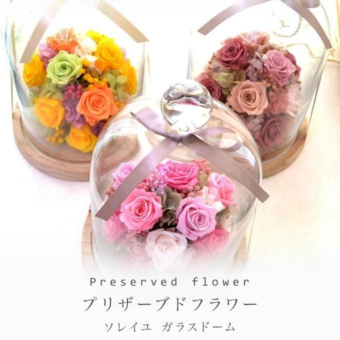 プリザーブドフラワー ガラスドーム ソレイユ ギフト 誕生日 父の日