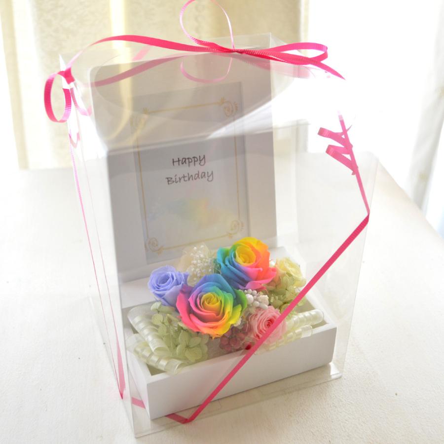 100% プリザーブドフラワー ギフト [レインボー フォトフレーム] 写真