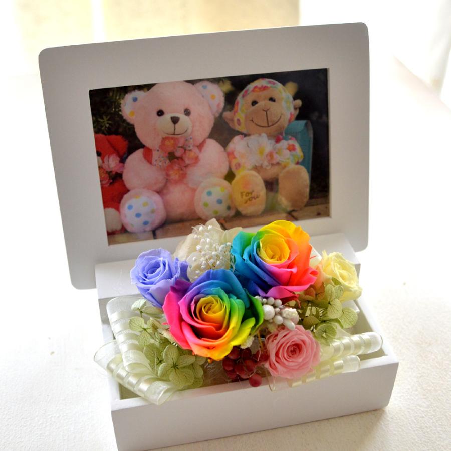 100% プリザーブドフラワー ギフト [レインボー フォトフレーム] 写真
