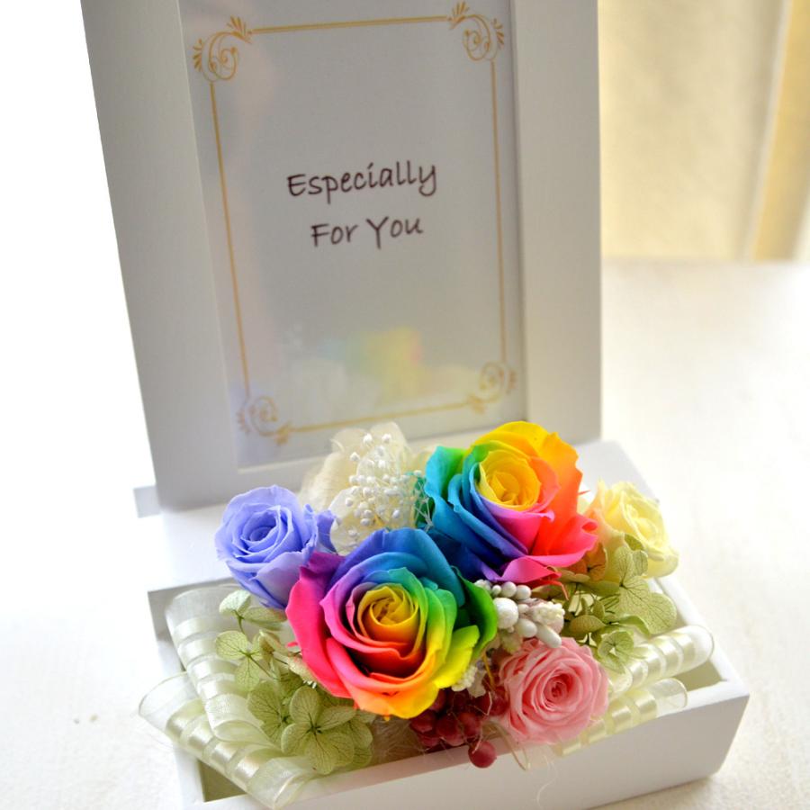 100% プリザーブドフラワー ギフト [レインボー フォトフレーム] 写真