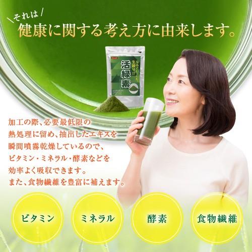 発毛専門リーブ21 青汁 活緑素《粉末タイプ》(300g) 健康食品 大麦若葉 アルファルファ ケール 明日葉 緑黄色野菜 生絞りパック 国産｜reve21shop｜02