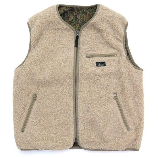 GOHEMP ゴーヘンプ｜BROWN LODGE VEST (ヘーゼルナッツ)(ボアフリース