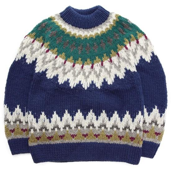 GO WEST ゴーウエスト｜ESCAPE HAND KNIT SWEATER (ネイビー)(手編み 