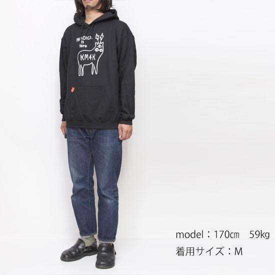 KM4K カモシカ】OG HOOD LOGO PARKA (ブラック)(ロゴ パーカー) : REVE 