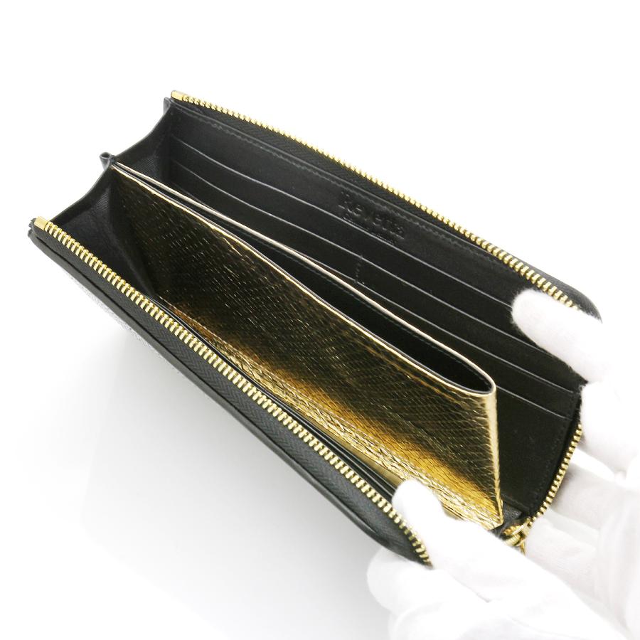 [Revetta] エイ革 長財布 財布 内側ゴールドパイソン YKK製 L字ファスナー ガルーシャ スティングレイ ブラック 黒 メンズ レディース Revetta] エイ革 長財布 財布 内側ゴールドパイソン YKK製 L字