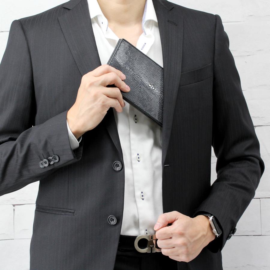 Revetta] エイ革 フラグメントケース 薄型財布 ブラックレザー