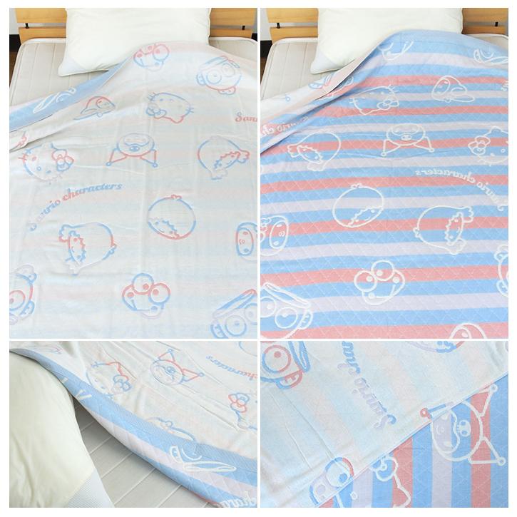 ガーゼケット サンリオ キティ マイメロディ クロミ シングル 140×190cm 綿混 3重ガーゼ 夏掛け 肌掛け 涼感 吸水 通気性 洗える タオルケット 寝具 布団 | ハローキティ | 06