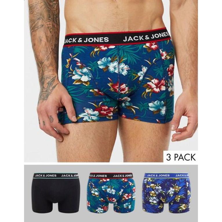 ジャック アンド ジョーンズ メンズ トランクス アンダーウェア Jack & Jones 3pack trunks in floral