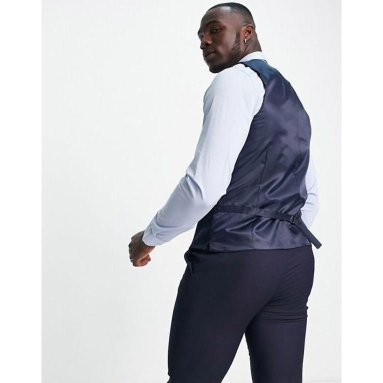 フレンチコネクション メンズ タンクトップ トップス French Connection Tall slim fit dinner suit vest in navy｜revida2｜04