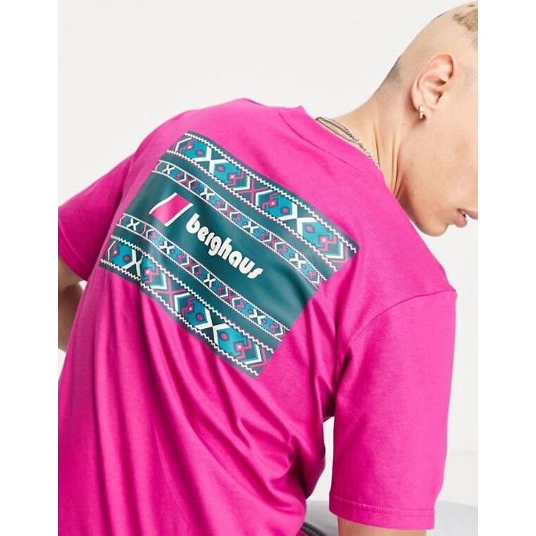 バーグハウス メンズ Tシャツ トップス Berghaus abstract block print T-shirt in pink｜revida2｜03