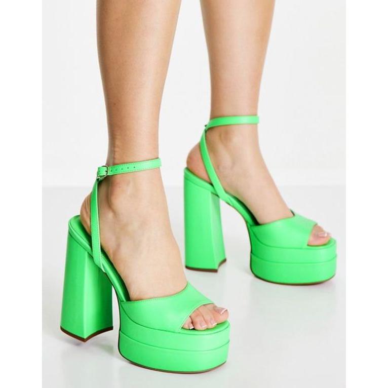 大宮 エイソス レディース ヒール シューズ ASOS DESIGN Nix platform heeled sandals in green