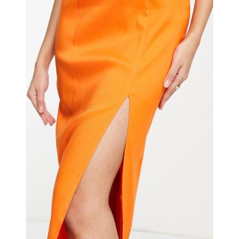 買取格安 エイソス レディース ワンピース トップス ASOS DESIGN structured racer midi dress with slit detail in orange