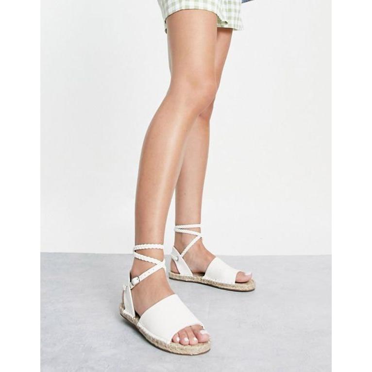 エイソス レディース サンダル シューズ ASOS DESIGN Jelly rope tie espadrilles sandals in white｜revida2｜02