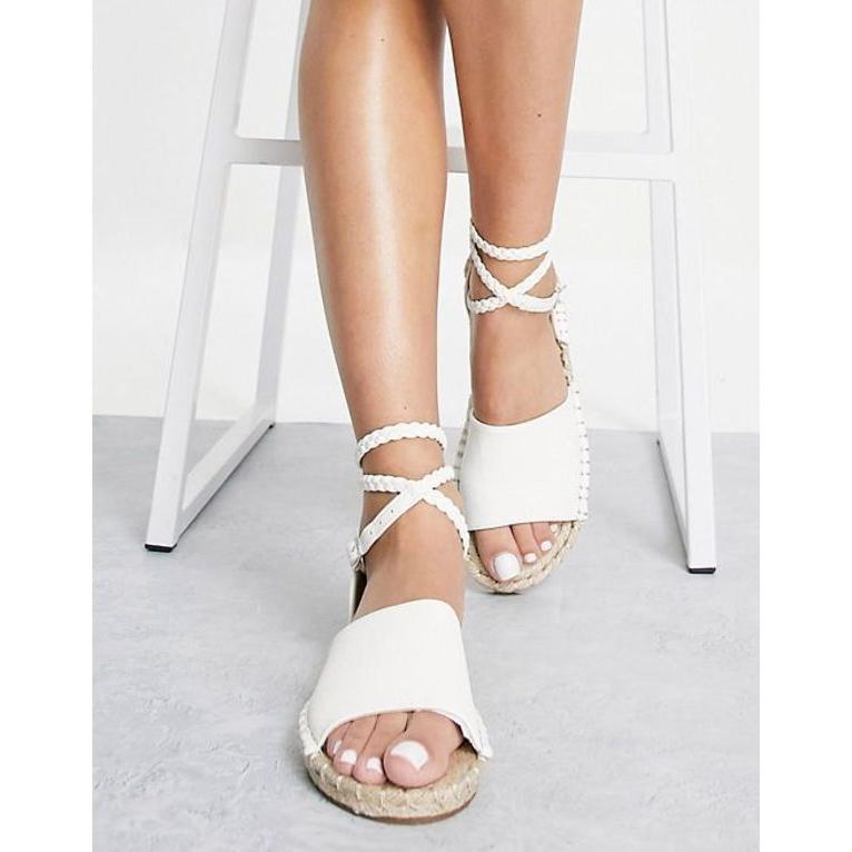 エイソス レディース サンダル シューズ ASOS DESIGN Jelly rope tie espadrilles sandals in white｜revida2｜04