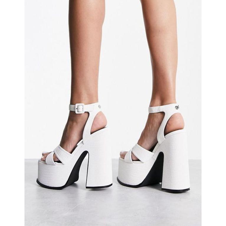 シェリーズロンドン レディース サンダル シューズ Shellys London Natasha platform sandals in white｜revida2｜02