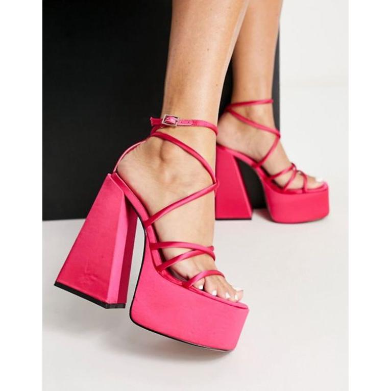 まもなく販売 エイソス レディース ヒール シューズ ASOS DESIGN Nutcracker extreme platform heeled sandals in pink