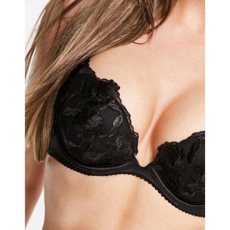ニュールック レディース ブラジャー アンダーウェア New Look floral embroidered push up bra in black｜revida2｜03