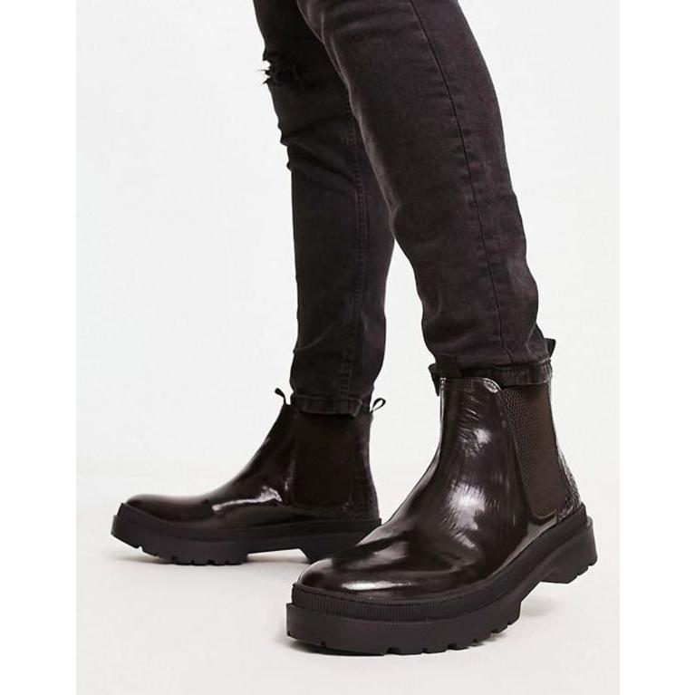 エイチ バイ ハドソン メンズ ブーツ・レインブーツ シューズ H by Hudson Exclusive Aden chelsea boots in brown｜revida2｜02
