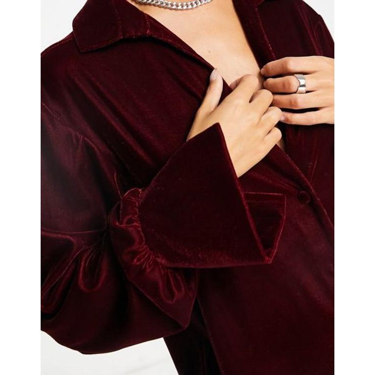 購入の割引 エイソス レディース ワンピース トップス ASOS DESIGN slouchy shirt mini dress in wine velvet