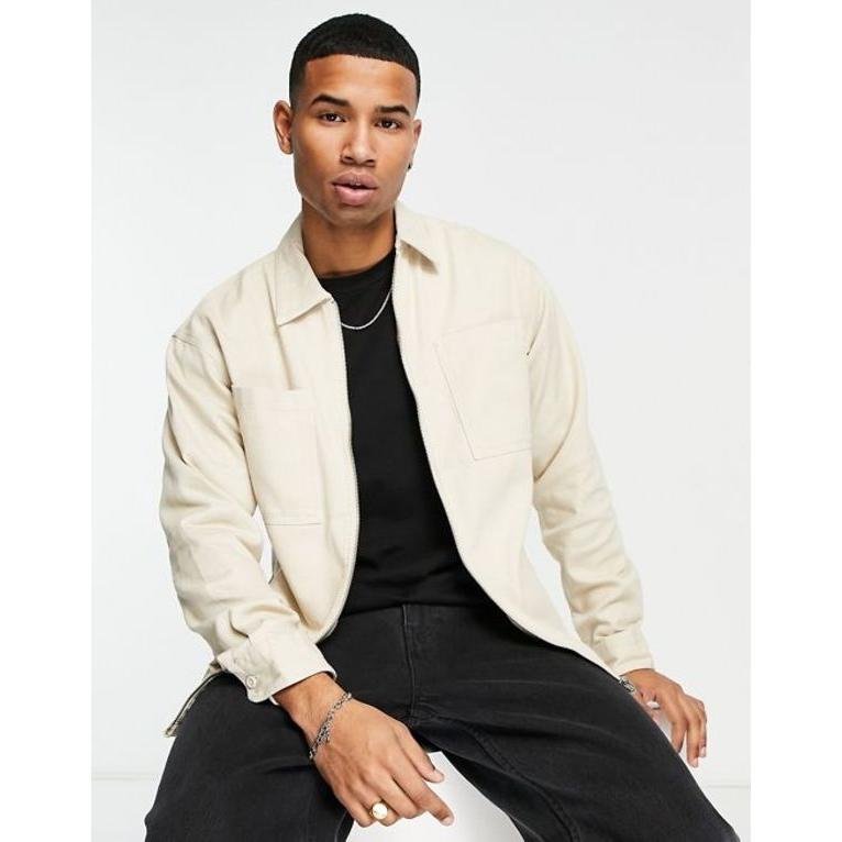 ジャック アンド ジョーンズ メンズ シャツ トップス Jack & Jones Originals zip up twill