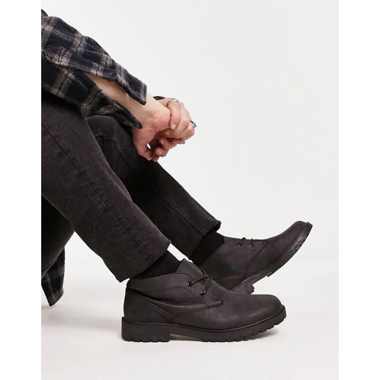 ニュールック メンズ ブーツ・レインブーツ シューズ New Look chunky desert boots in black｜revida2｜03